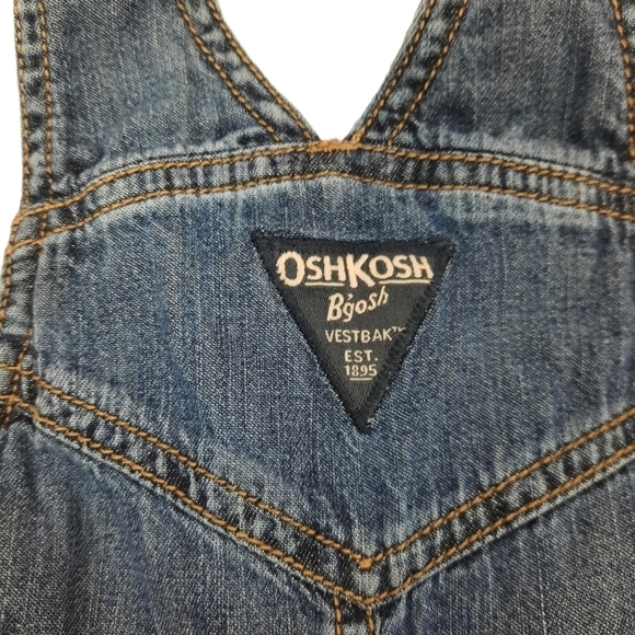 Oshkosh B'Gosh Genuine Vestback Carpenter Style Denim Overalls Sz 6 Months Boys - Picture 5 of 10
